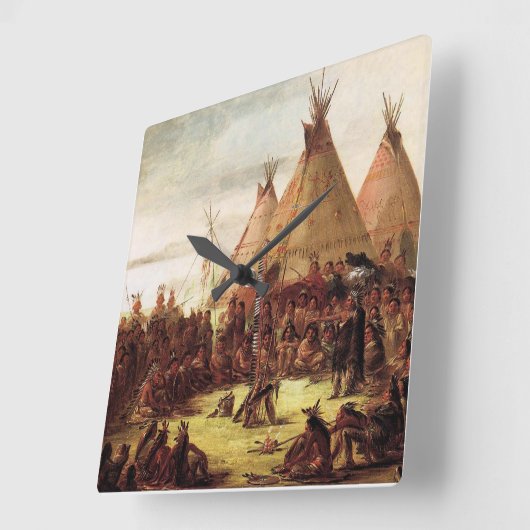 スー戦争評議会ジョージ・カトリン1850年頃 スクエア壁時計 (傾斜)