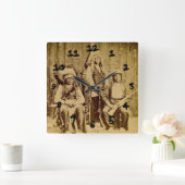 スー戦争評議会ヴィンテージ立体視 スクエア壁時計 (ホーム)