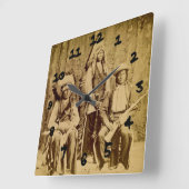 スー戦争評議会ヴィンテージ立体視 スクエア壁時計 (傾斜)