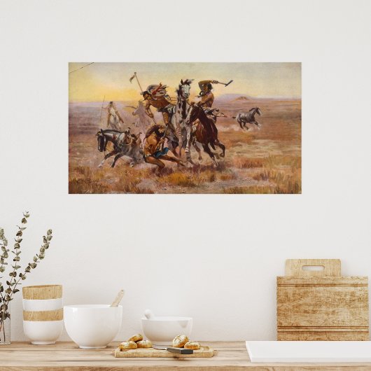 スー族とブラックフィートがチャールズ・M・ラッセルに出会ったとき ポスター (キッチン)