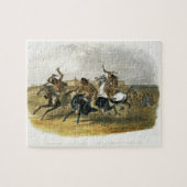 スー族のインディアンの競馬は城砦ピエール、plに近づきます ジグソーパズル (横)