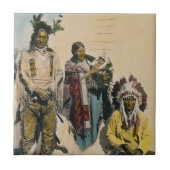 スー族のインドの灰色のワシおよび家族Stereoview タイル