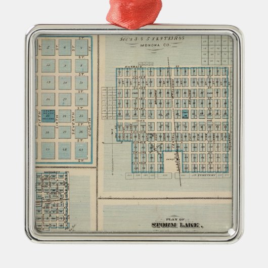 スー族の急流、Onawaのstorm湖、Newellの計画 メタルオーナメント (正面)