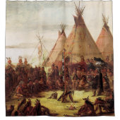 スー族戦争評議会のティーピー ジョージ・カトリン 1850年頃 シャワーカーテン (正面)