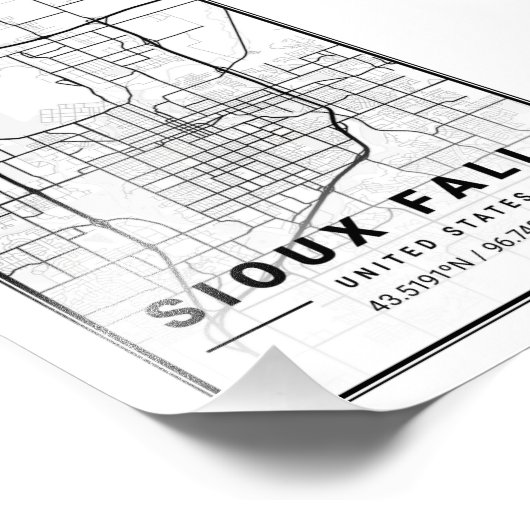 スー滝-統一された州リグスシティマップ フォトプリント            (角)