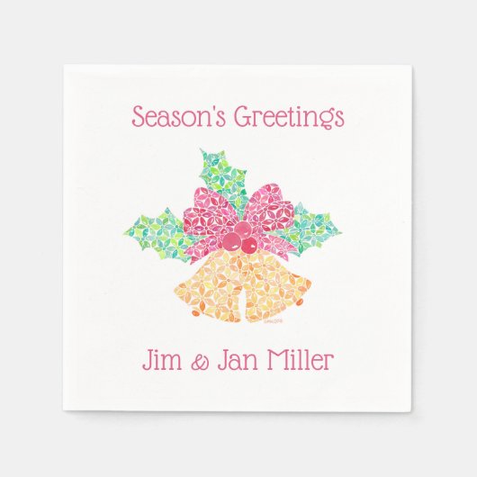 スーWeidlich著ジングルベルのナプキン スタンダードカクテルナプキン (正面)