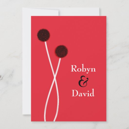 ス日本のミ絵レッド&ブラック結婚式招待状 招待状 (正面)