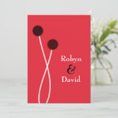 ス日本のミ絵レッド&ブラック結婚式招待状 招待状 (スタンド正面)