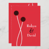 ス日本のミ絵レッド&ブラック結婚式招待状 招待状 (正面/裏面)