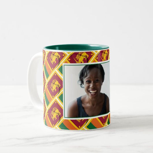 ス最高のリランカの母のパーソナライズされた写真 ツートーンマグカップ (正面左)