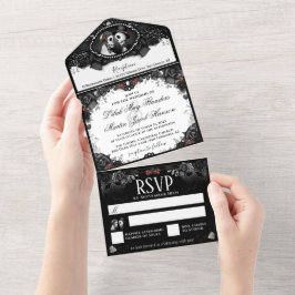 『ス結婚ケルトンズ・ブラック&レッド・ローズ』 オールインワン招待状