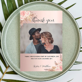 ス結婚パンパスグラスバラ写真サンキューカード 招待状