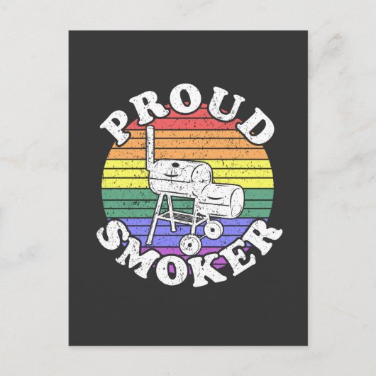 ス誇りを持ったモーカーレトロLGBT BBQスモーカーTシャツ ポストカード (正面)