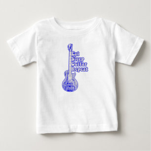 ス食べリーギターリピートヴィンテージブルーギター ベビーTシャツ