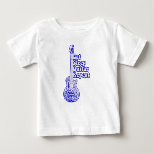 ス食べリーギターリピートヴィンテージブルーギター ベビーTシャツ (正面)