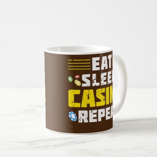 ス食べリープカジノリピート賭博トランプのポーカー コーヒーマグカップ (正面右)
