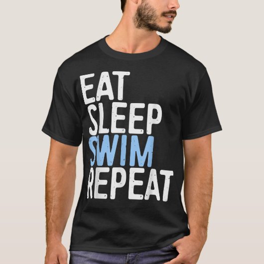 ス食べリープスイムリピート泳ぐ人ギフト Tシャツ (正面)