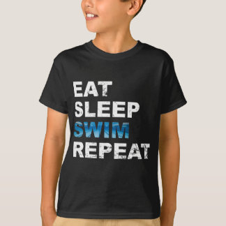 ス食べリープスイムリピート-おもしろい泳ぐ人の贈り物 Tシャツ