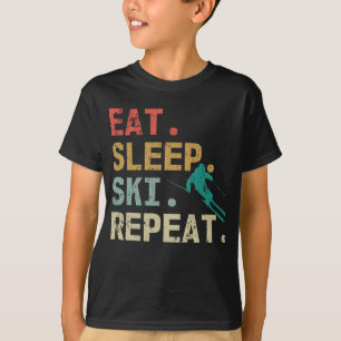 ス食べリープスキーリピートレトロヴィンテージスキーヤー Tシャツ