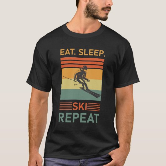 ス食べリープスキーリピート – スキー Tシャツ (正面)