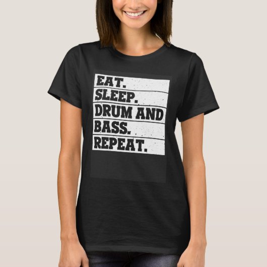 ス食べリープドラムとバスリピート音楽 Tシャツ (正面)