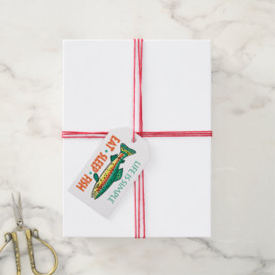 ス食べリープフィッシュ-魚釣りことわざ ギフトタグ