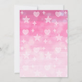スweet little 赤ちゃんのピンクの星と月 女の子 招待状 (裏面)