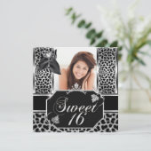スweet sixteen 16 ヒョウ 誕生日パーティー 写真 招待状 (スタンド正面)