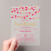 ズぶら下がったラブハートリトルスウィートアート誕生日 アクリル招待状 (インサイチュ (ポータブル))