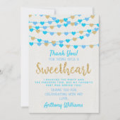 ズぶら下がったラブハートリトルスウィートアート誕生日 サンキューカード (正面)