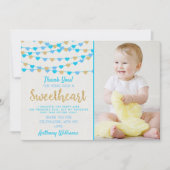 ズぶら下がったラブハートリトルスウィートアート誕生日 サンキューカード (正面)