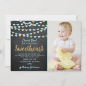 ズぶら下がったラブハートリトルスウィートアート誕生日 サンキューカード (正面)