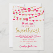 ズぶら下がったラブハートリトルスウィートアート誕生日 サンキューカード (正面)