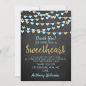 ズぶら下がったラブハートリトルスウィートアート誕生日 サンキューカード (正面)