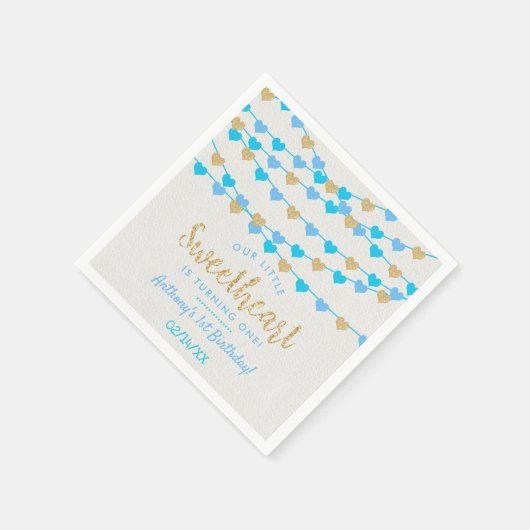 ズぶら下がったラブハートリトルスウィートアート誕生日 スタンダードカクテルナプキン (角)