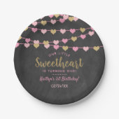 ズぶら下がったラブハートリトルスウィートアート誕生日 ペーパープレート (正面)