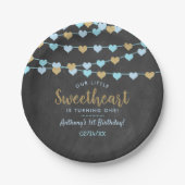 ズぶら下がったラブハートリトルスウィートアート誕生日 ペーパープレート (正面)