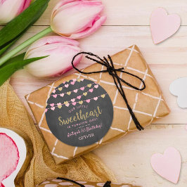 ズぶら下がったラブハートリトルスウィートアート誕生日 ラウンドシール