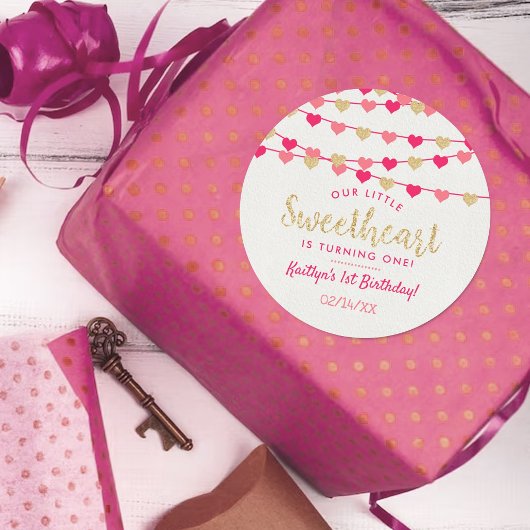 ズぶら下がったラブハートリトルスウィートアート誕生日 ラウンドシール