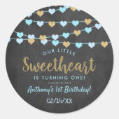 ズぶら下がったラブハートリトルスウィートアート誕生日 ラウンドシール (正面)