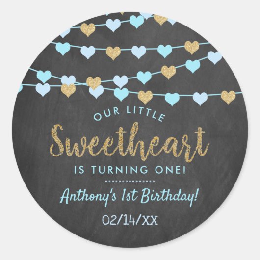 ズぶら下がったラブハートリトルスウィートアート誕生日 ラウンドシール (正面)