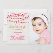 ズぶら下がったラブハートリトルスウィートアート誕生日 招待状 (正面)