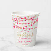ズぶら下がったラブハートリトルスウィートアート誕生日 紙コップ (正面)