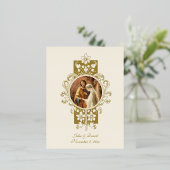 ズアンジェラス結婚祈りの言葉ベトロタールヴァージンメアリー 箔招待状ポストカード (立ち正面)