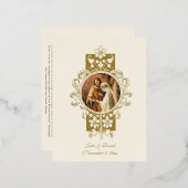 ズアンジェラス結婚祈りの言葉ベトロタールヴァージンメアリー 箔招待状ポストカード (正面/裏面)