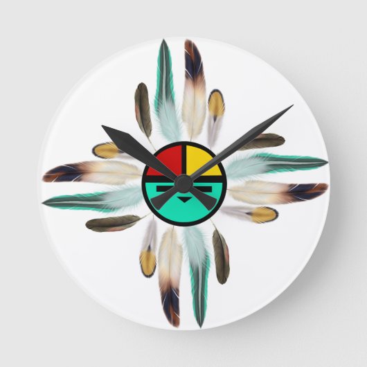 ズィアサンゴッドと羽 ラウンド壁時計 (正面)