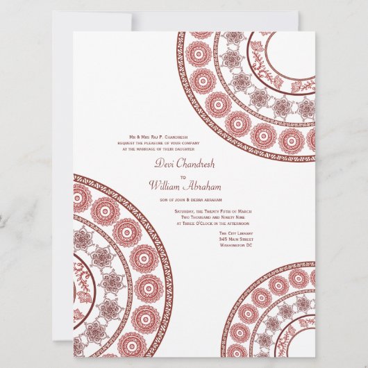 ズインディアン結婚ヘンナメンディイエローデシ招待状 招待状 (裏面)