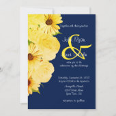 ズイ結婚エローローズ&デイジーズオンダークブルー 招待状 (正面)