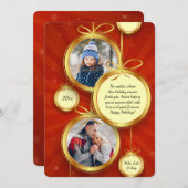 ズオーナメントぶら下がったフォトホリデーカード 招待状 (正面/裏面)