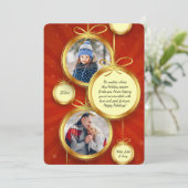 ズオーナメントぶら下がったフォトホリデーカード 招待状 (スタンド正面)